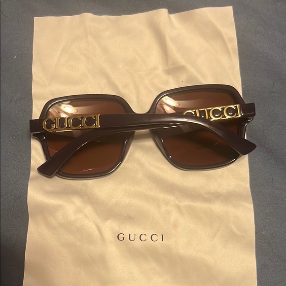 Gucci Women's Sunglasses with Gold and Brown Accents